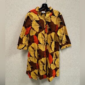 Zuri Kenya Gingko Print 100% Cotton Dress Size M